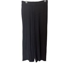 House of Harlow 1960 Ribbed Knit Pants Wide Leg Stretch Pull On Black Size L